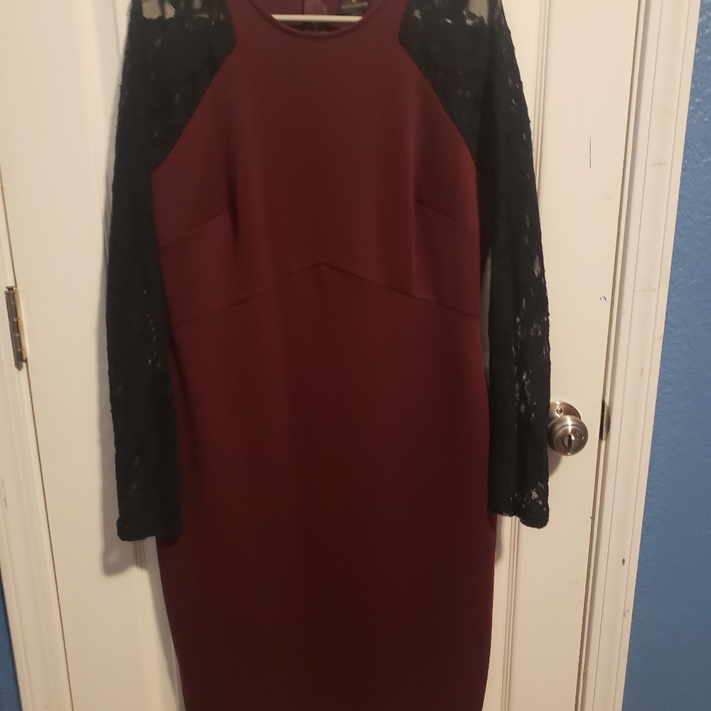 Fitted burgundy dress